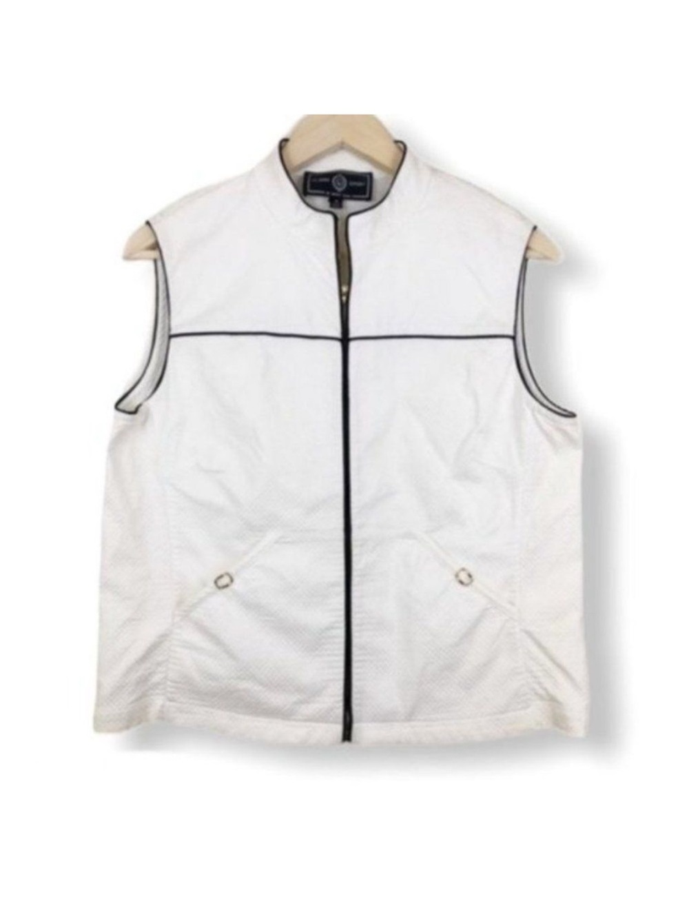 St. John Sport by Marie Gray White Vest with Black Piping Trim